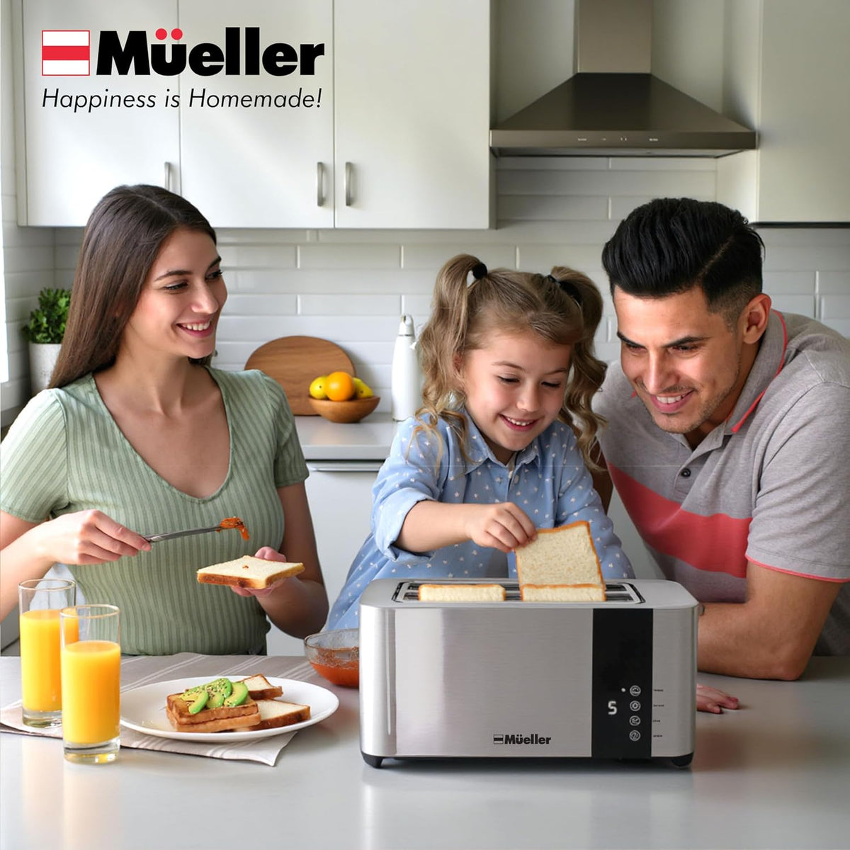 Mueller UltraToast Stainless Steel Toaster 4 Slice – Extra-Wide 1.6" Slots