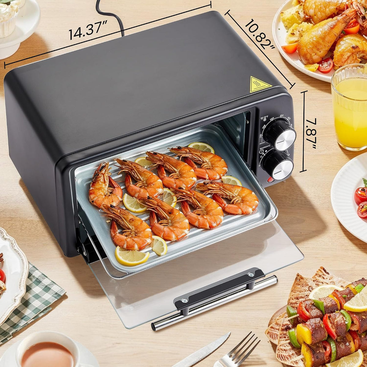 Elite Gourmet ETO449X Toaster Oven, 9.5Qt/4-Slice, 800W Quartz, Black