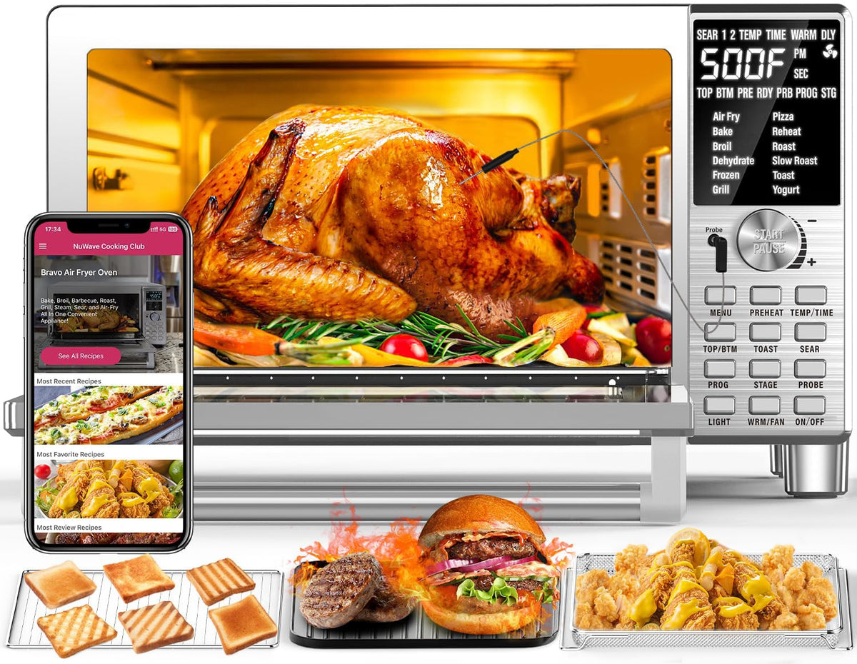 Nuwave Bravo Air Fryer Toaster Countertop Convection Oven Combo