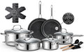 Ammeloo 17 Pcs Stainless Steel Cookware Set, Pots and Pans Set Non Stick