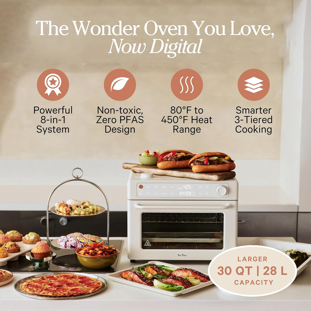 Our Place Wonder Oven Pro, 8-in-1 Digital Air Fryer Oven, 3-Rack, 32 Qt