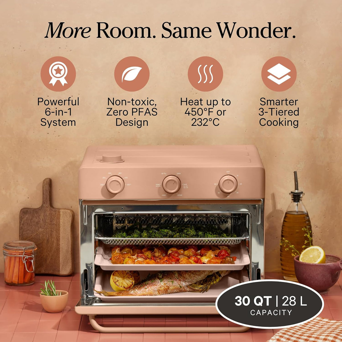 Our Place Large Wonder Oven, 6-in-1 Air Fryer & Toaster Oven, 3-Rack, 32 Qt