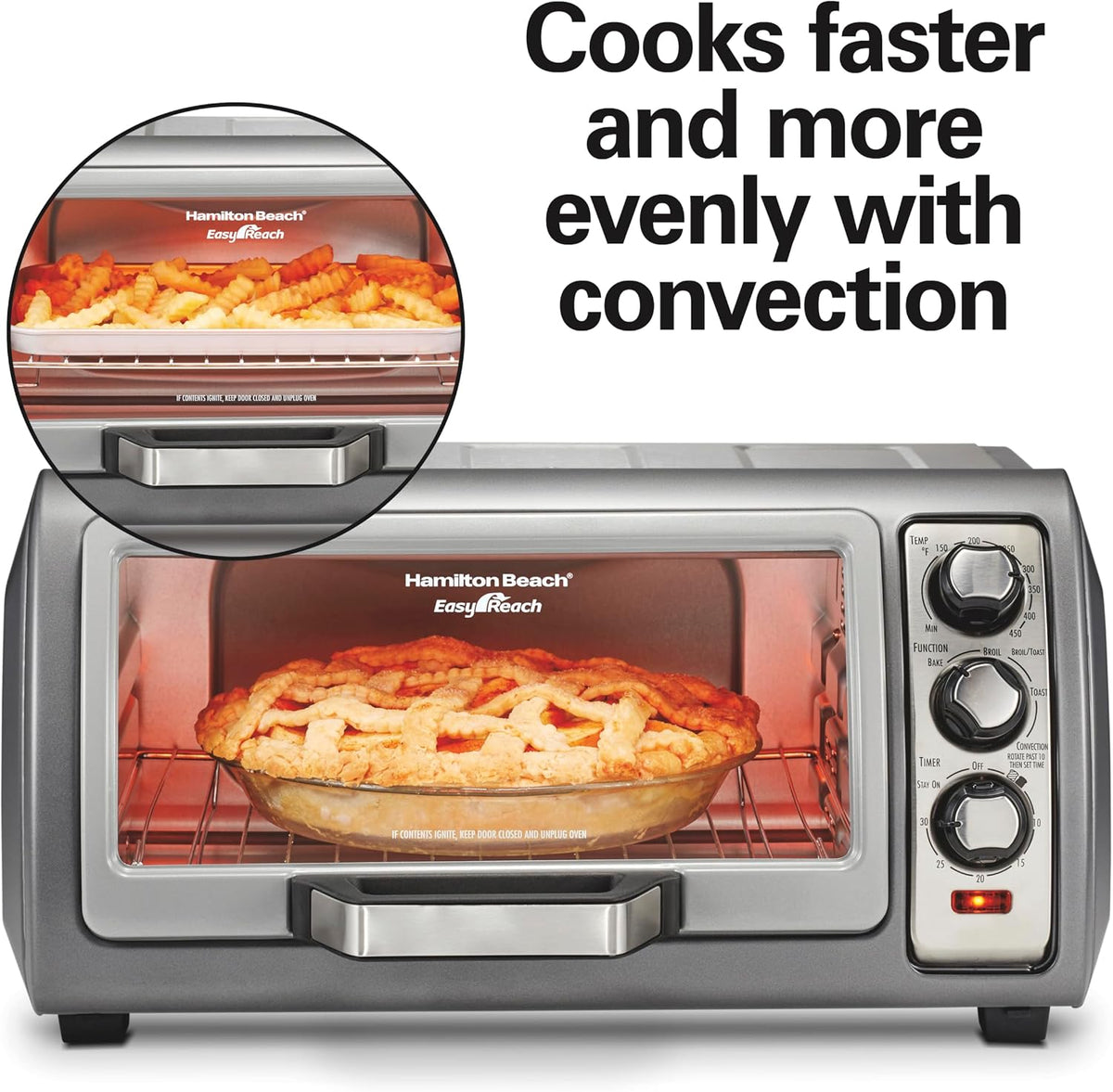 Hamilton Beach Easy Reach 6 Slice Countertop Convection Toaster Oven