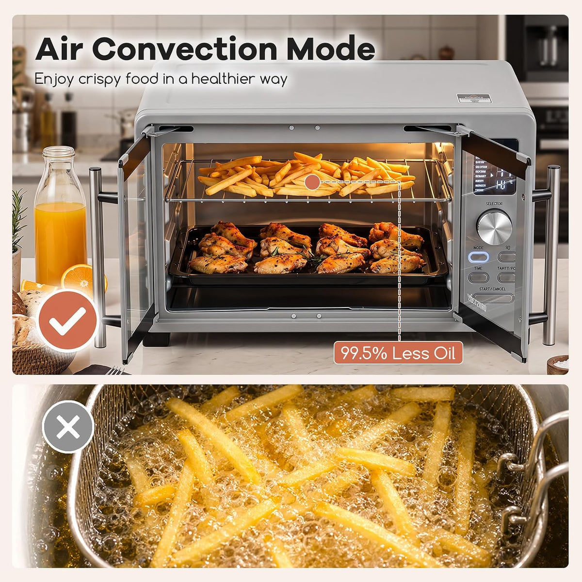 COSTWAY 26.4 QT French Door Toaster Oven Air Fryer with 11 Presets