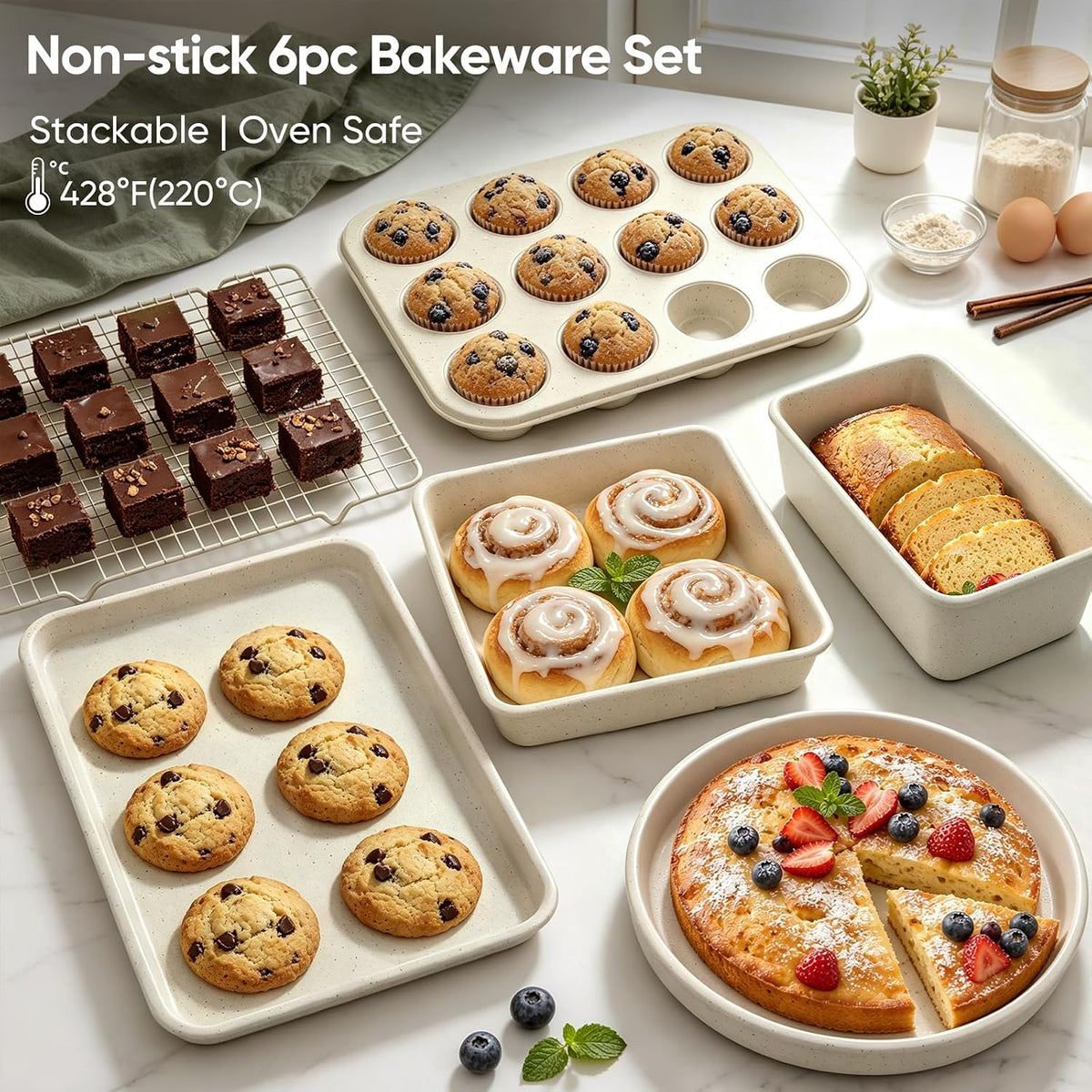37Pcs Pots and Pans Set Non Stick,Ceramic Cookware Set with Bakeware
