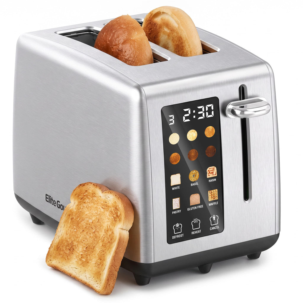 Elite Gourmet 4-Slice Long Slot Toaster, Extra-Wide Slots, 6 Browning