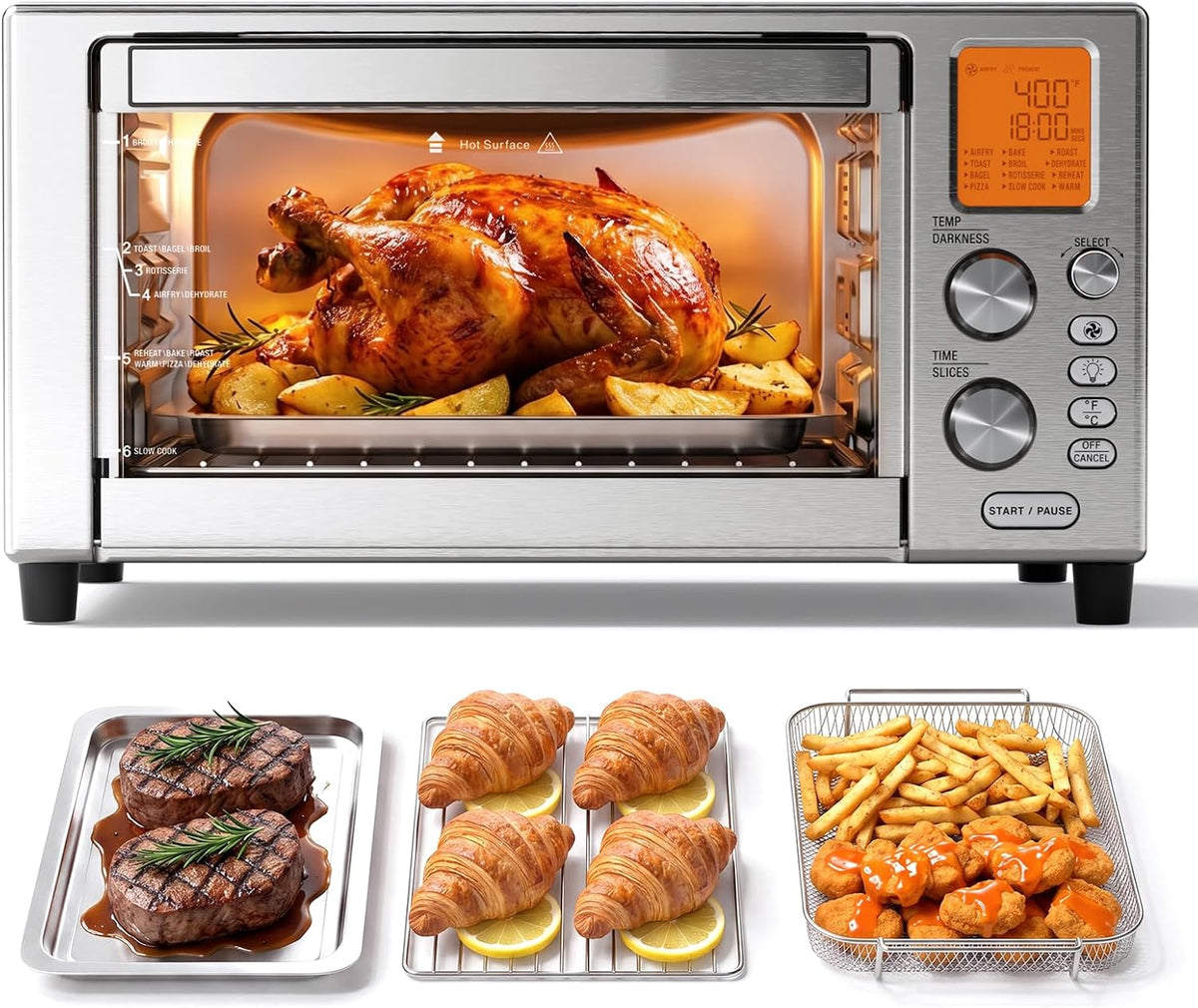 Electactic 12-in-1 Air Fryer Toaster Oven Combo, 22L Countertop Oven