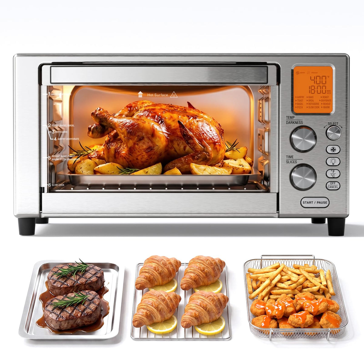 Electactic 12-in-1 Air Fryer Toaster Oven Combo, 22L Countertop Oven