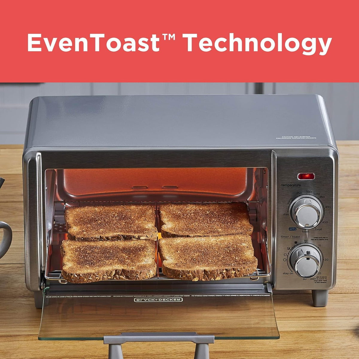 BLACK+DECKER 4-Slice Air Fry Toaster Oven, 5-in-1 Countertop Oven