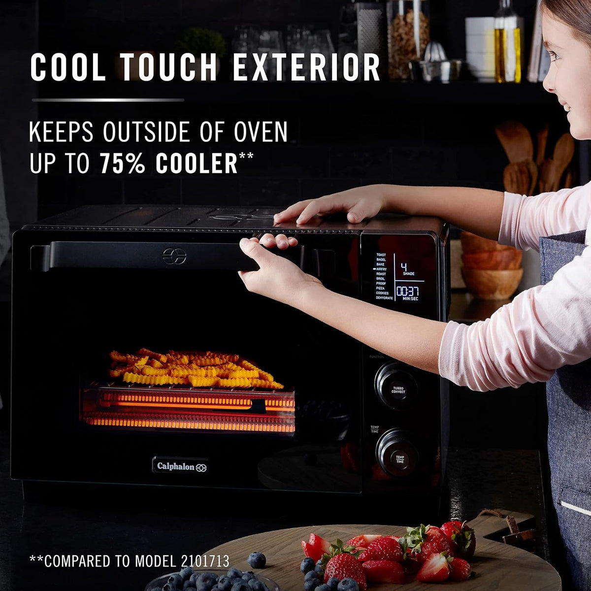 Calphalon Air Fryer Oven, 11-in-1 Toaster Oven Air Fryer Combo, Cool Touch Exterior, 26.4 QT/25 L, Fits 12" Pizza, Stainless Steel