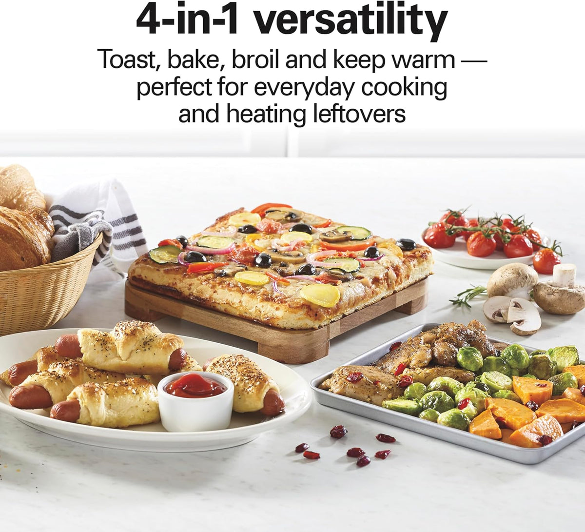 Hamilton Beach Countertop Toaster Oven & Pizza Maker Large 4-Slice Capacity, Stainless Steel (31401)