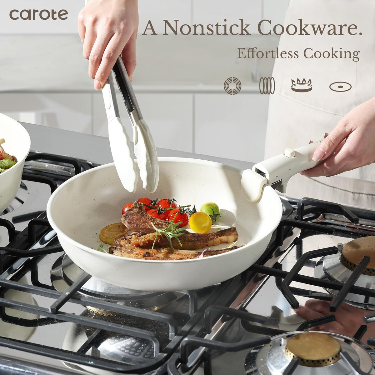 CAROTE 19pcs Pots and Pans Set Non Stick, Detachable Handle Cookware