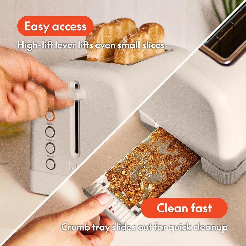 bella 2-Slice Toaster with Extra Wide Slots and 6-Shade Control, Oatmilk