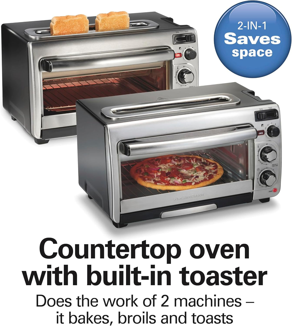 Hamilton Beach 2-in-1 Countertop Toaster Oven and Long Slot 2 Slice Toaster