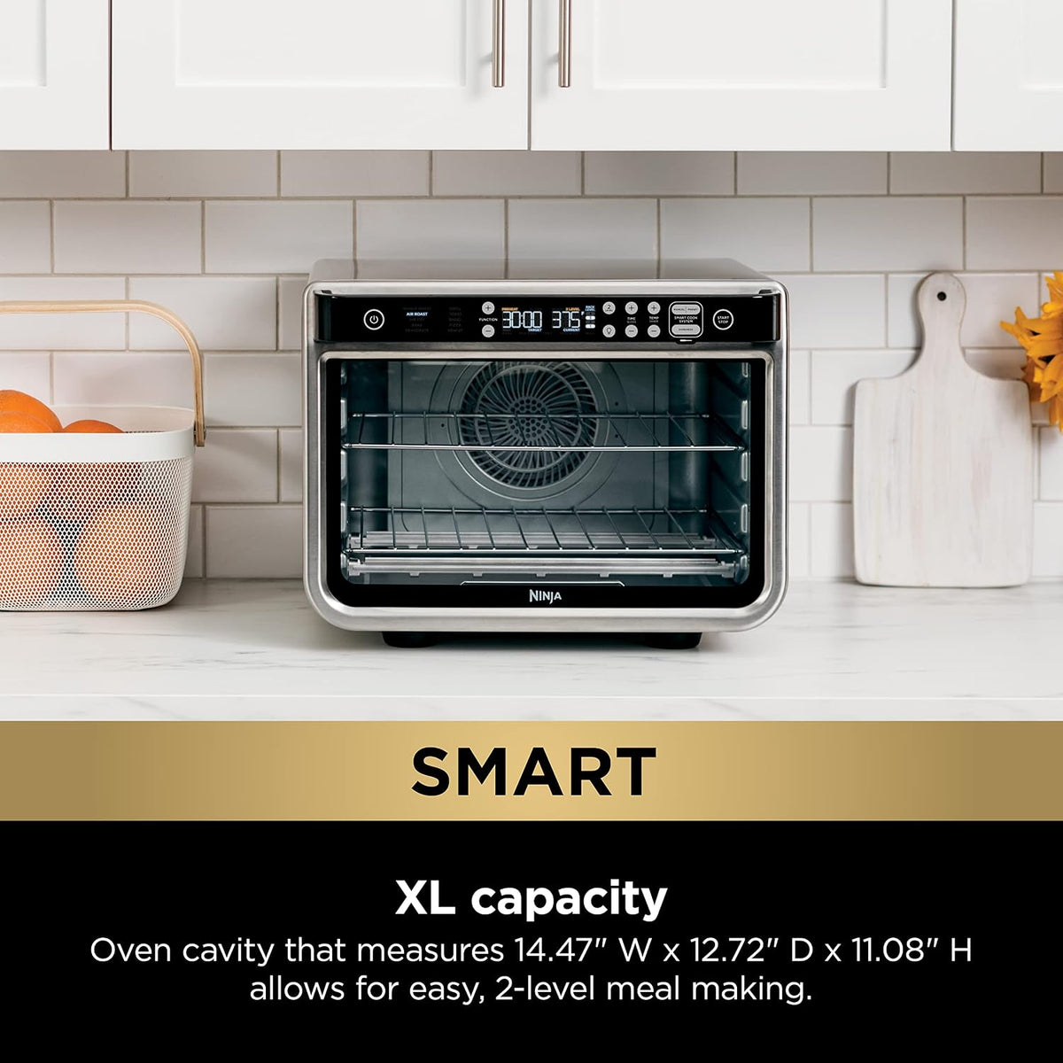 NINJA DT251 Foodi 10-in-1 Smart Air Fry Digital Countertop Convection Toaster Oven with Thermometer XL Capacity and a Stainless Steel Finish (Renewed)