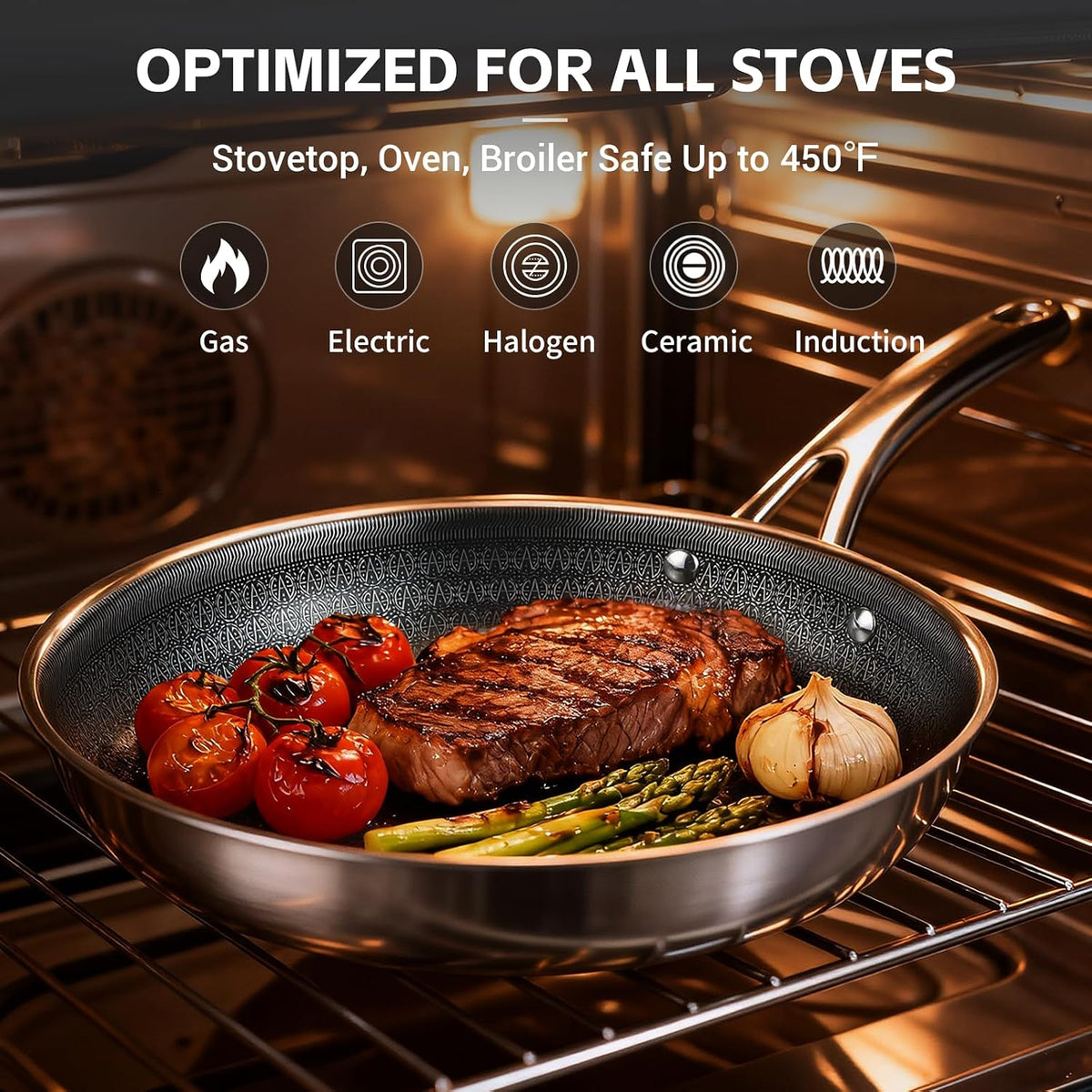 Ammeloo 17 Pcs Stainless Steel Cookware Set, Pots and Pans Set Non Stick