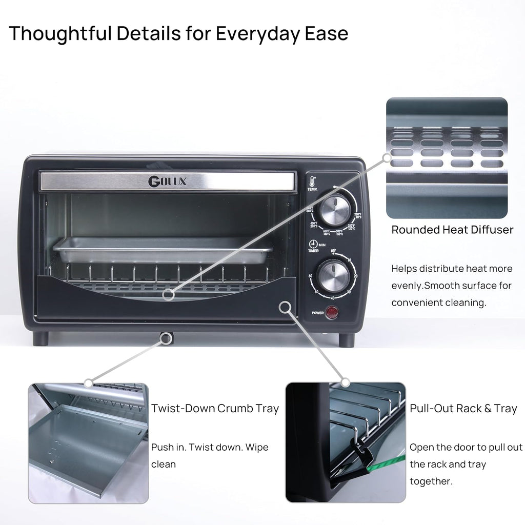 9.6L 4 Slices Countertop Toaster Oven 9.6L 4 Slices Compact Size