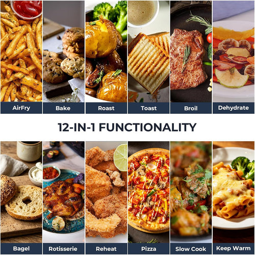 23 QT Air Fryer Toaster Oven, 12-in-1 Convection Oven Countertop Non Toxic