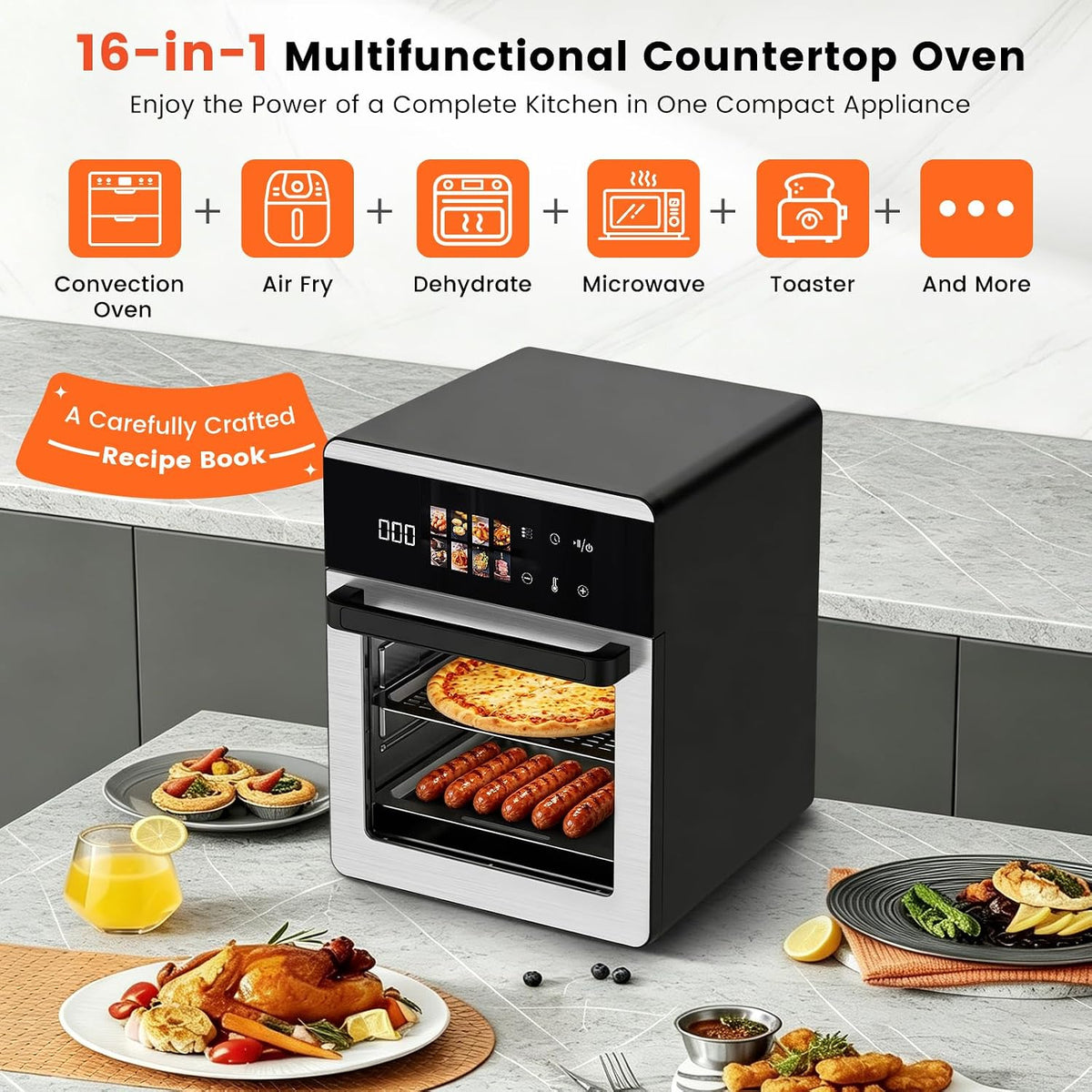 Pro Air Fryer Toaster Oven,16-in-1 Multifunction Countertop Oven