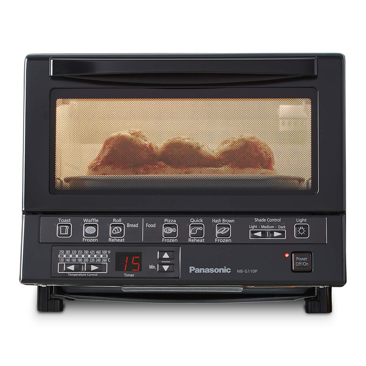 Panasonic FlashXpress Toaster Oven Countertop, 4-Slice Compact Size with Double Infrared Heating, 6 Auto Cook Options and Precise Temperature Control, 1300W - NB-G110P-W (White)