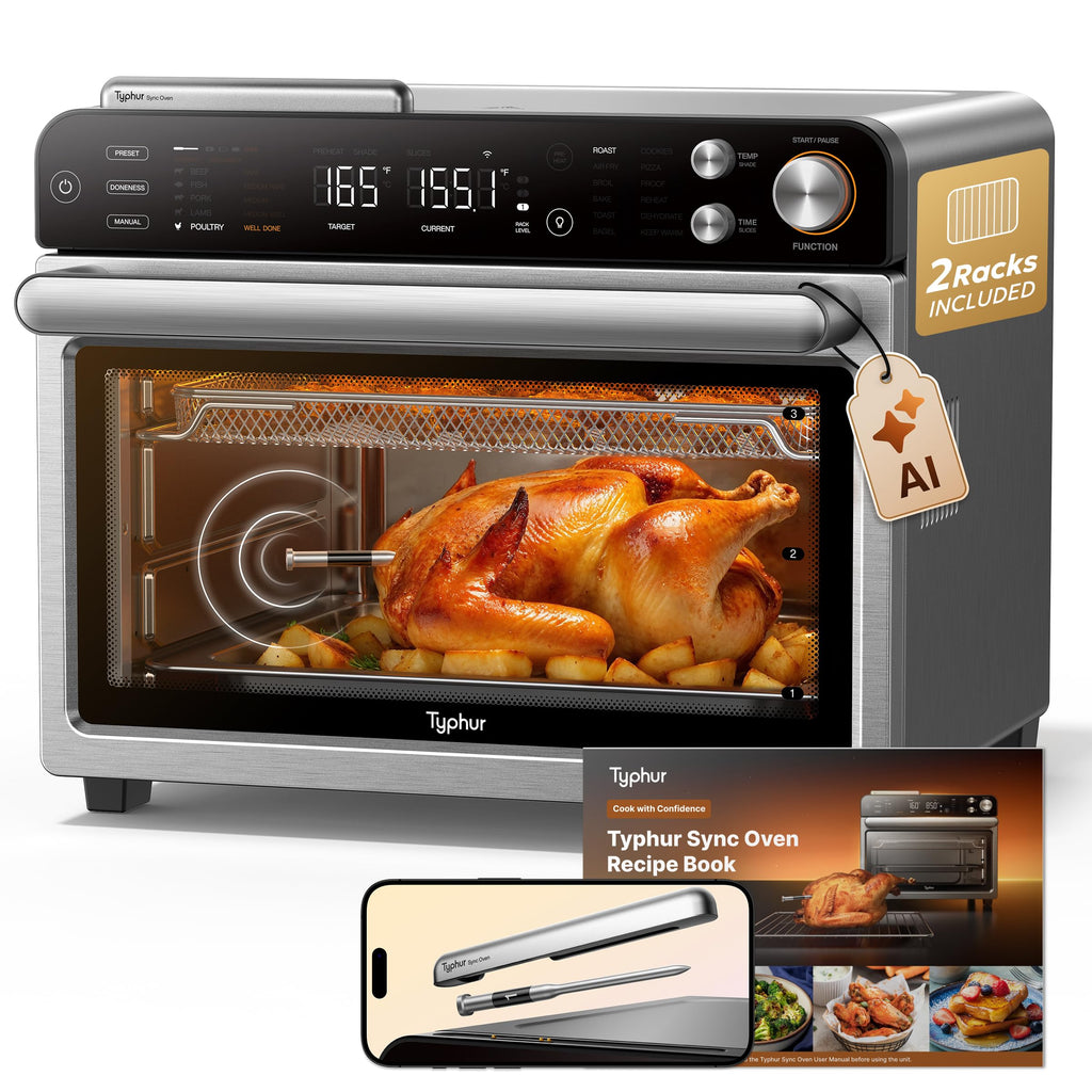 Typhur Sync Air Fryer Oven with Wireless Meat Thermometer Probe, AI Recipes