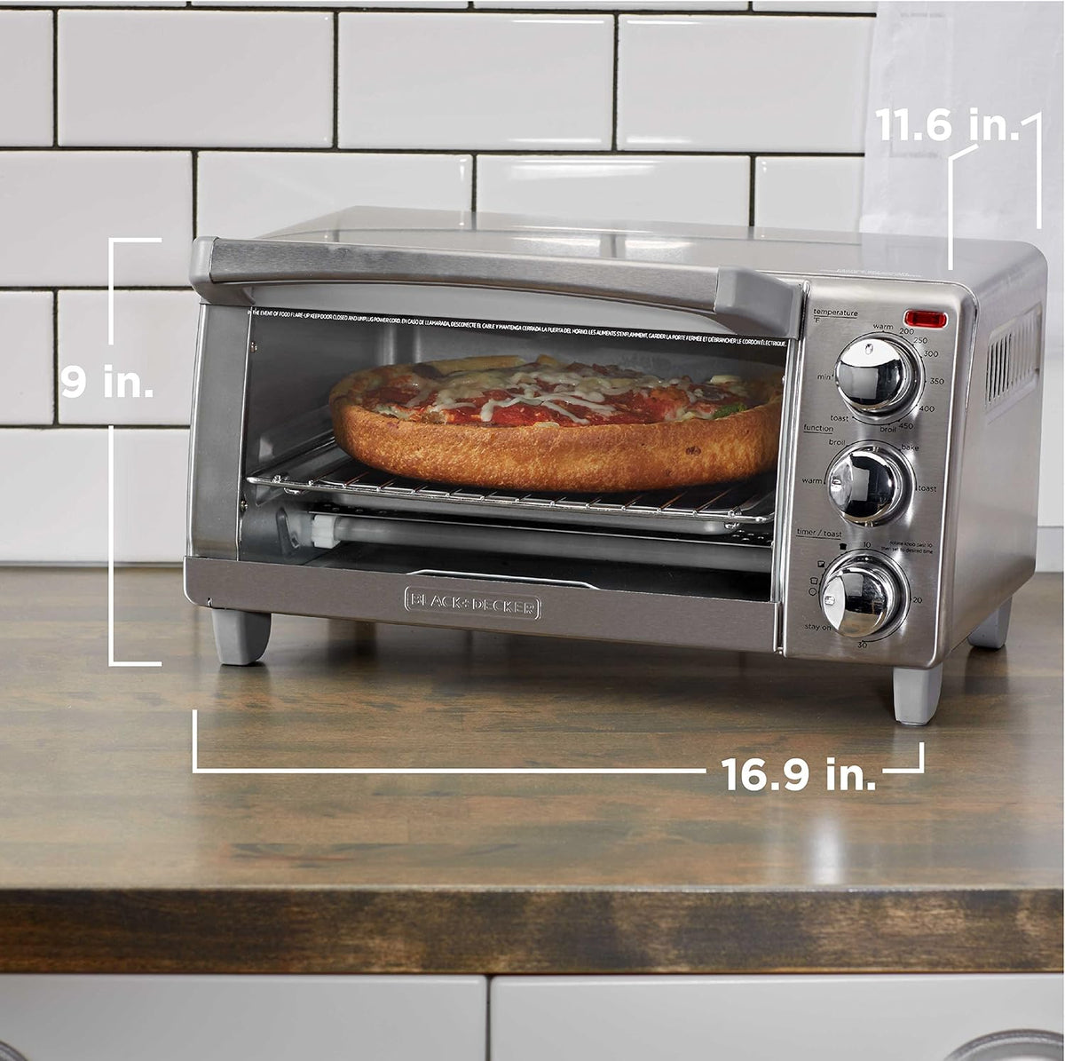 BLACK+DECKER 4-Slice Toaster Oven with Natural Convection, Stainless Steel, TO1760SS (TO1760SST-1)
