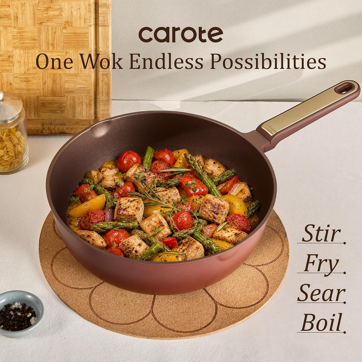 CAROTE 31pcs Nonstick Cookware Sets, Pots and Pans Set with Wok