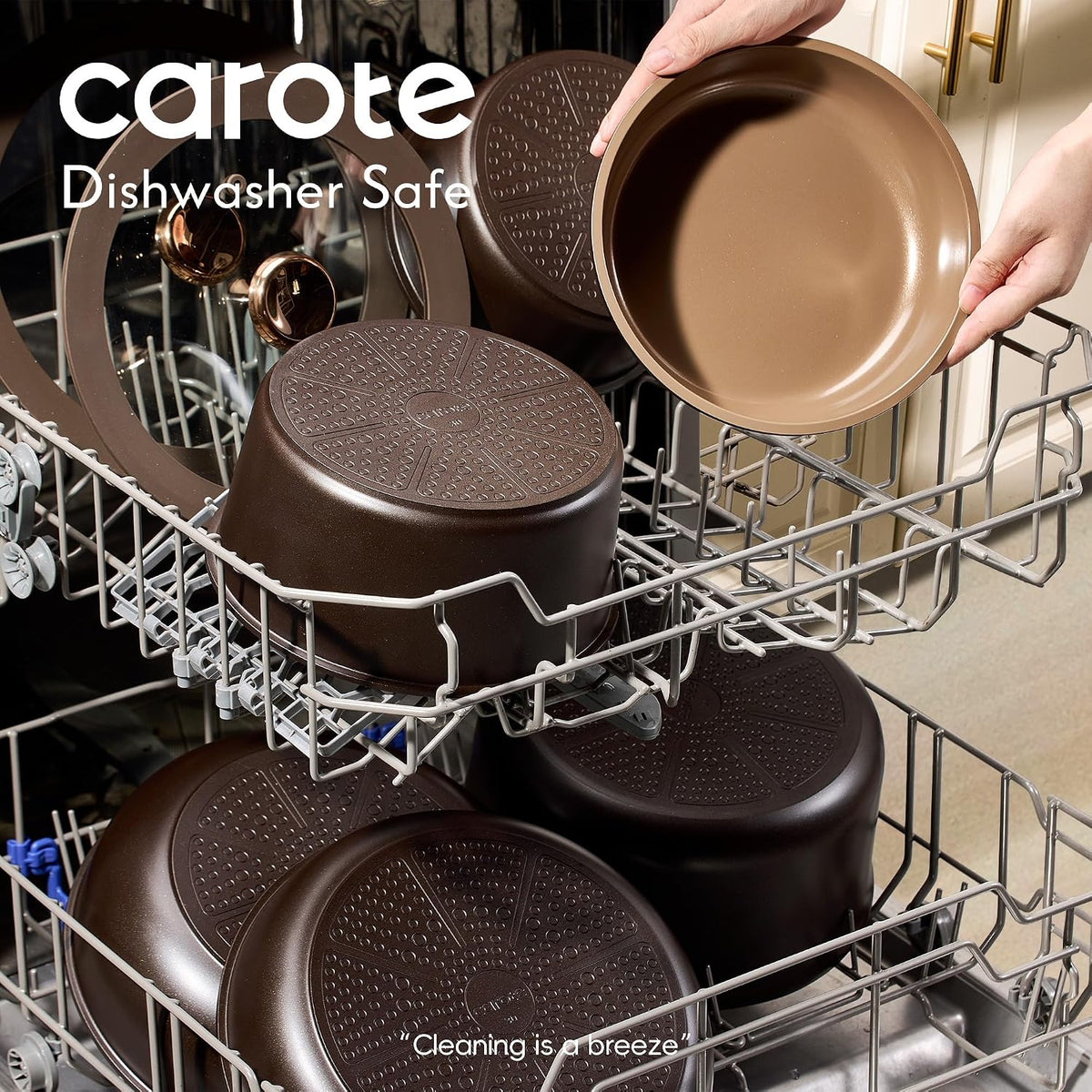 CAROTE 25pcs Ceramic Cookware Set, Pots and Pans Set with Detachable Handle