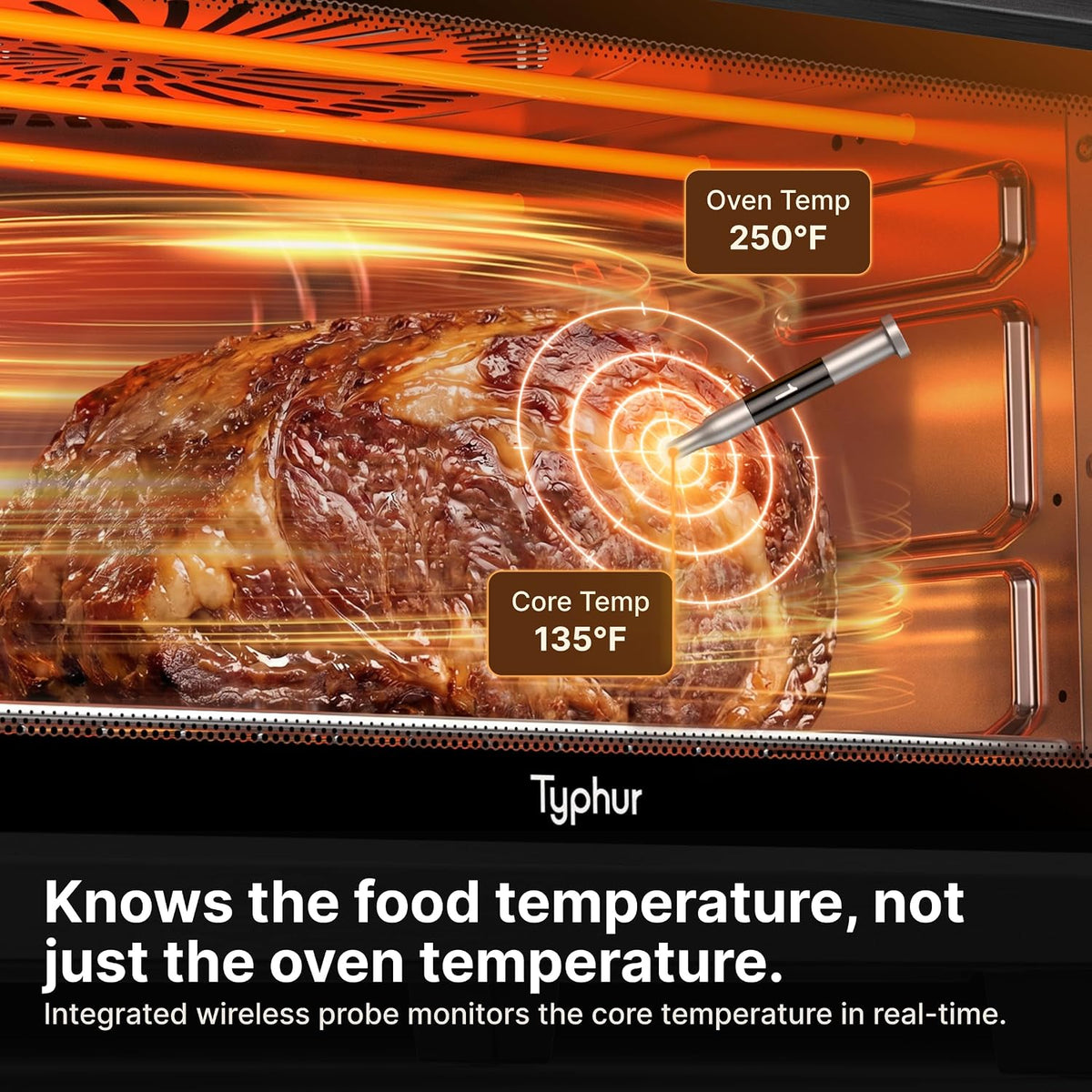 Typhur Sync Air Fryer Oven with Wireless Meat Thermometer Probe, AI Recipes